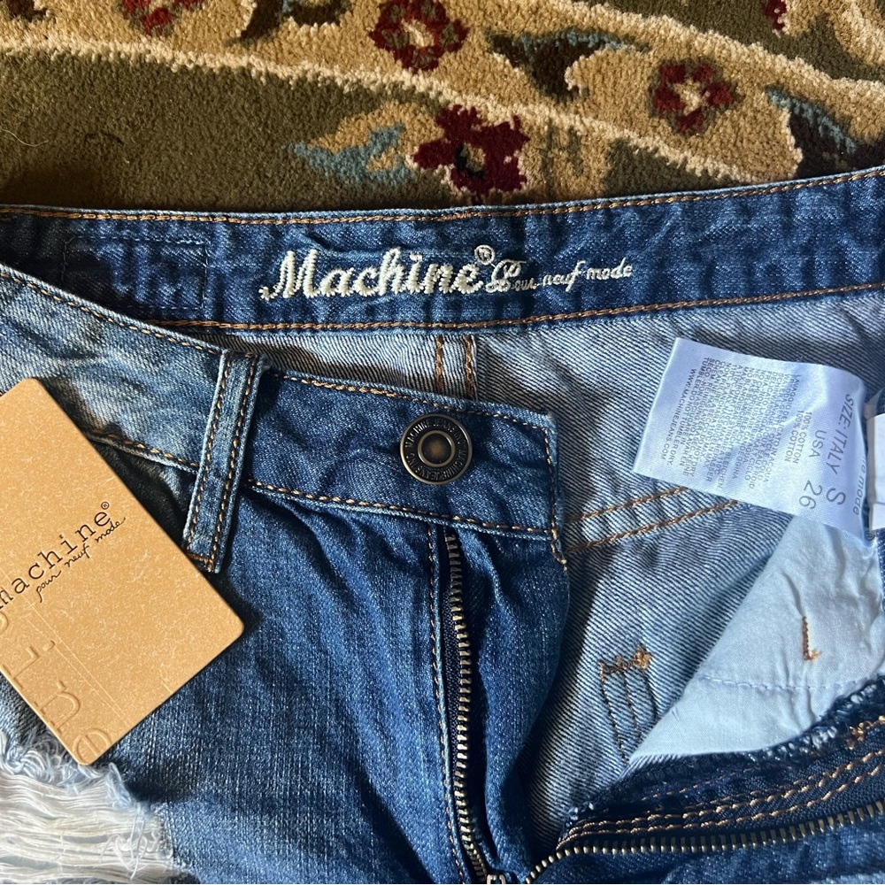 Machine Women's Ripped Blue Jean Shorts - Picture 3 of 3